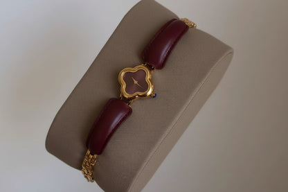 Irregular Minimalist Watch | Gold-Tone 24mm Numberless Dial with Slim Leather Strap & Japanese Quartz