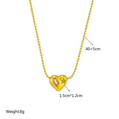 Heart Eye & Butterfly Multi-Motif Necklace | Waterproof 316L Stainless Steel Gold Link Chain