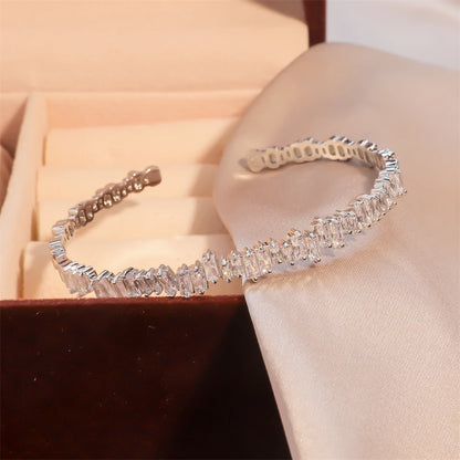 3-Piece Geometric Gold Cuff Bangle Set | AAA+ Cubic Zirconia Prong Setting, Adjustable, Unisex