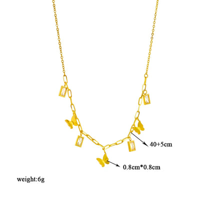 Multilayer Butterfly, Moon & Evil Eye Pendant Necklace | Waterproof 316L Stainless Steel