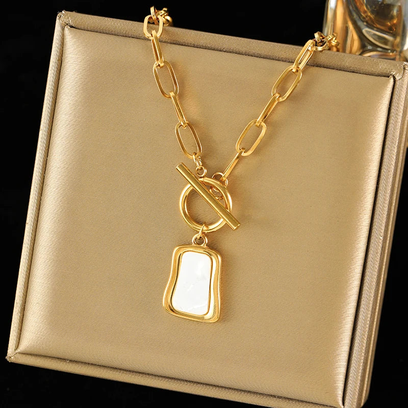 Bold Glossy Heart Statement | Waterproof 316L Stainless Steel Chunky Link Chain Necklace