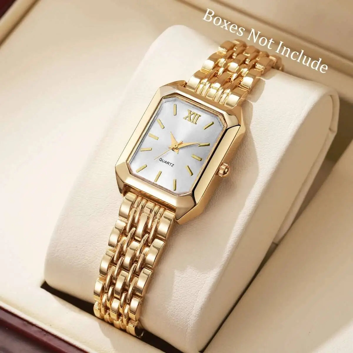 Vintage Rectangle Minimalist Watch | Elegant "Old Money" Gold-Tone Wristwatch