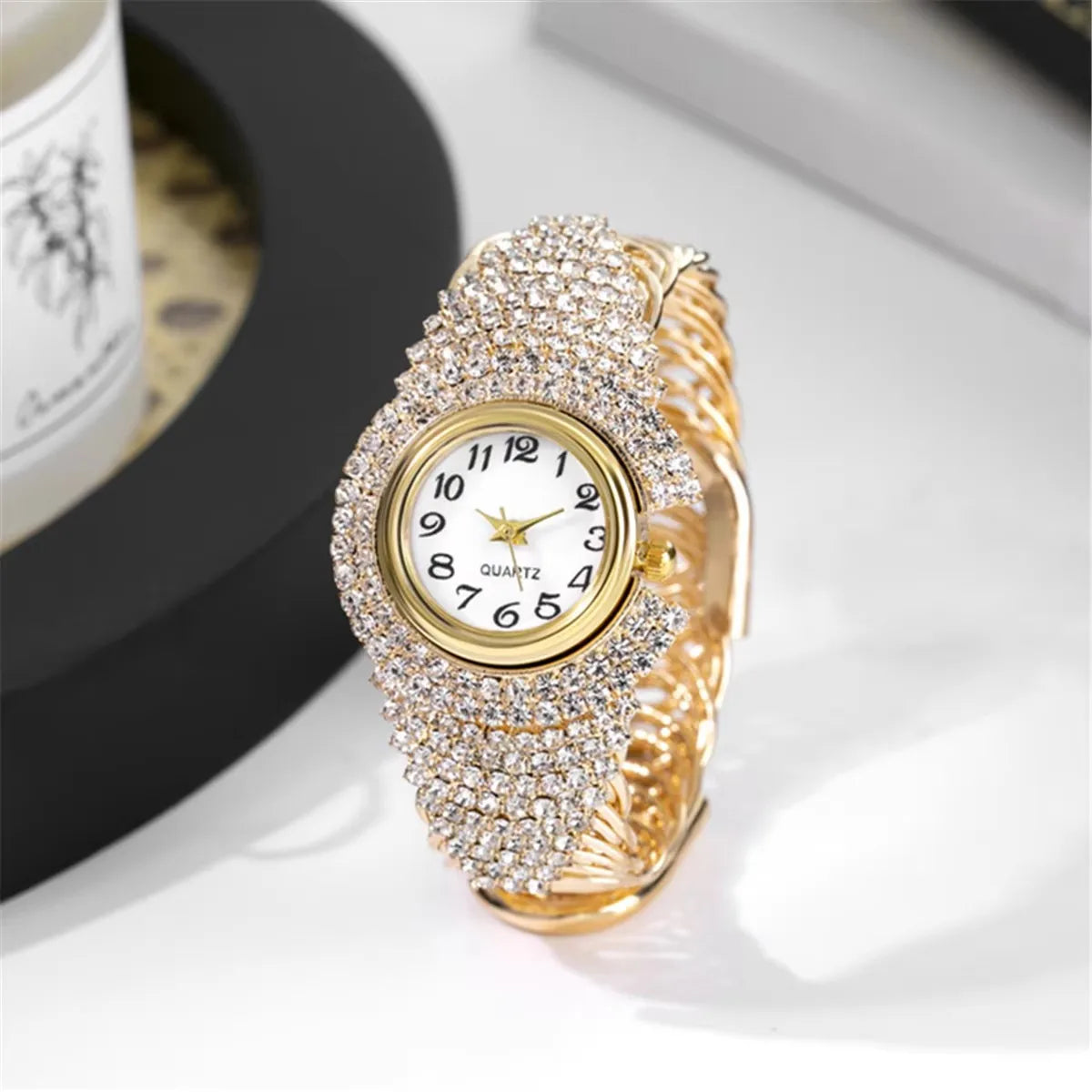 Roman Numeral Bracelet Watch | Crystal-Inlaid Stainless Steel Timepiece