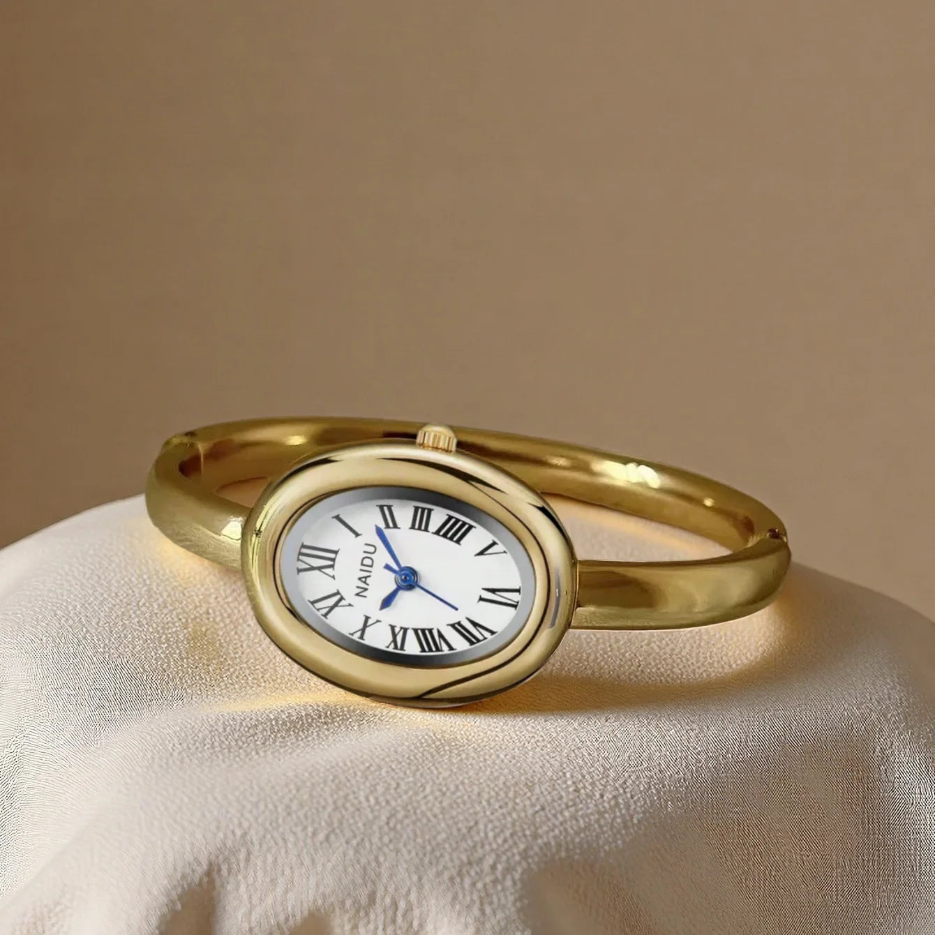 Gold-Tone Roman Numeral Bangle Watch | Minimalist Ladies' Timepiece
