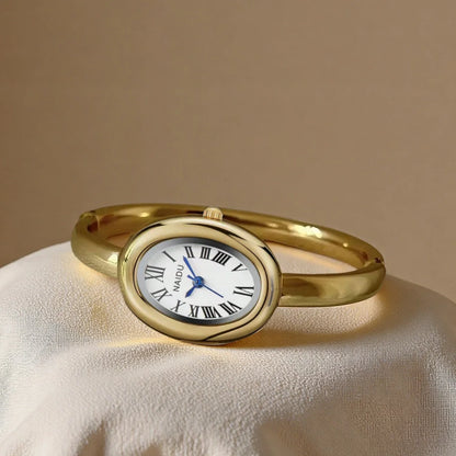 Gold-Tone Roman Numeral Bangle Watch | Minimalist Ladies' Timepiece