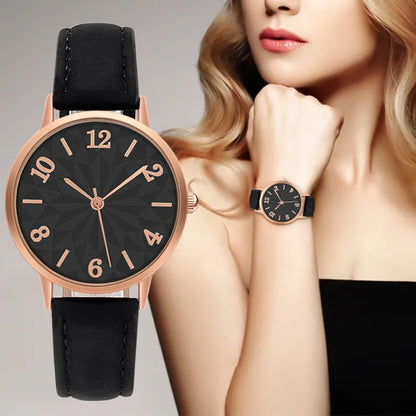 Women's Quartz Watch | Casual Ladies' Watch with Frosted Leather Strap