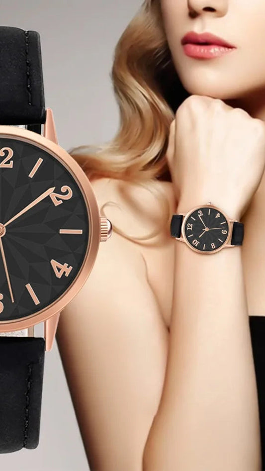 Women's Quartz Watch | Casual Ladies' Watch with Frosted Leather Strap