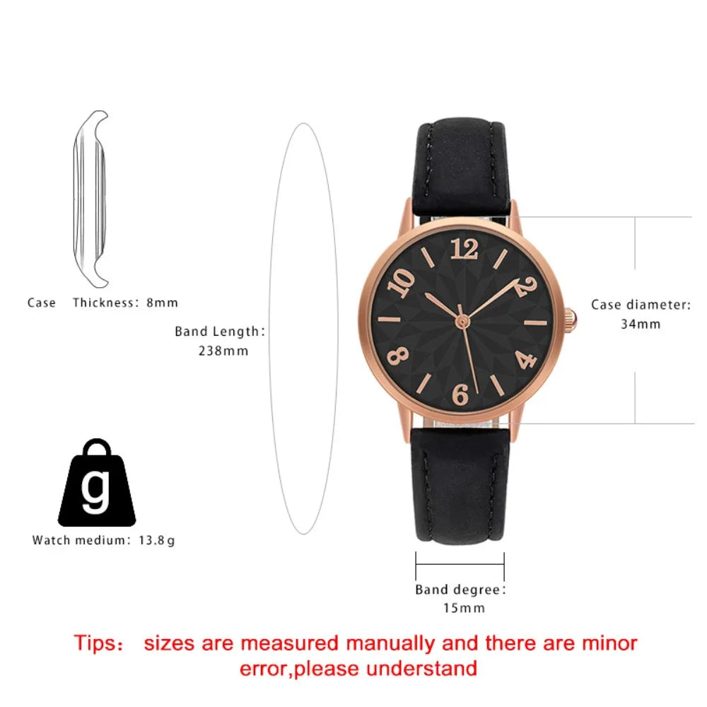 Women's Quartz Watch | Casual Ladies' Watch with Frosted Leather Strap
