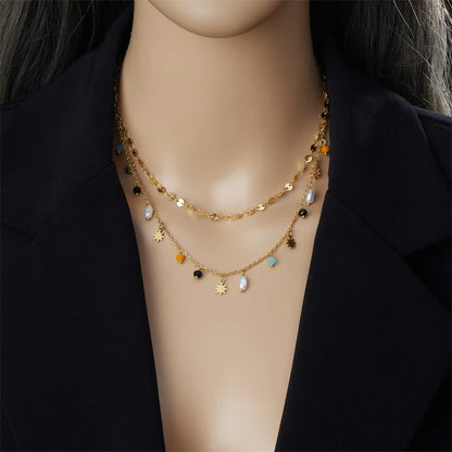 Pearl & Star Pendant Necklace | 316L Stainless Steel Gold Blade Chain, 2cm Pendant