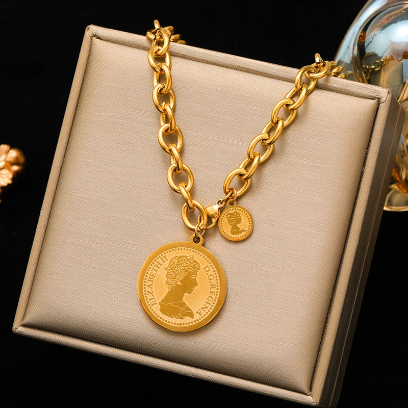 Bold Glossy Heart Statement | Waterproof 316L Stainless Steel Chunky Link Chain Necklace