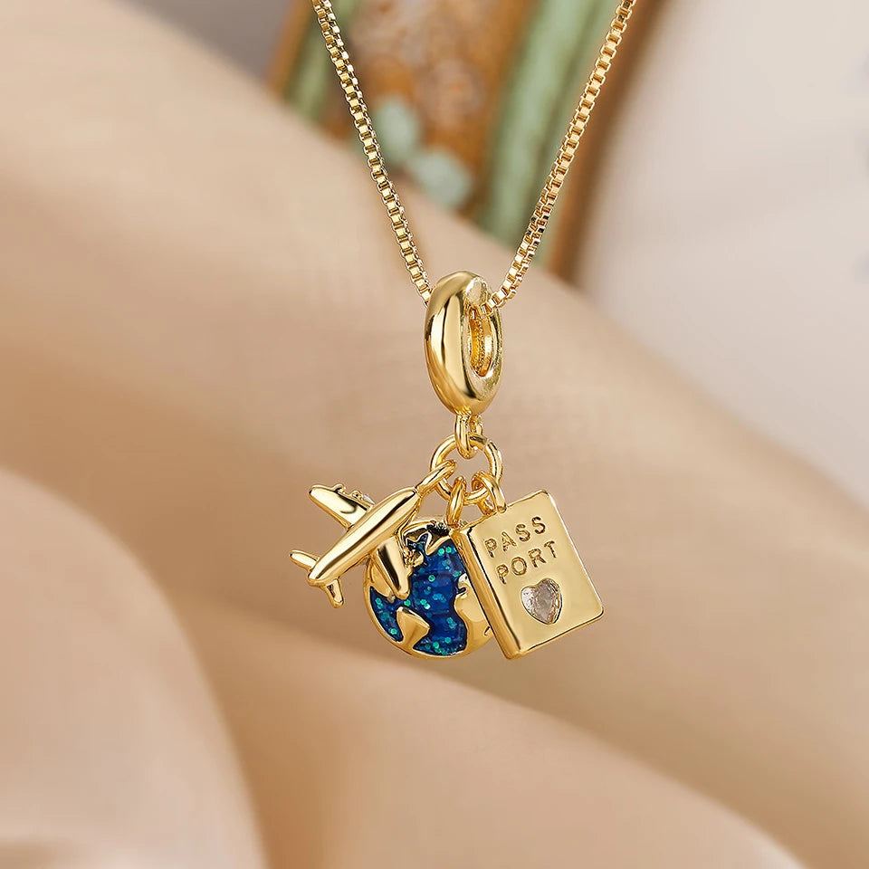 Star, Moon & Astronaut Pendant Necklace | Waterproof Titanium Steel with Zircon