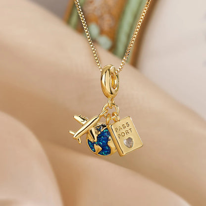 Star, Moon & Astronaut Pendant Necklace | Waterproof Titanium Steel with Zircon