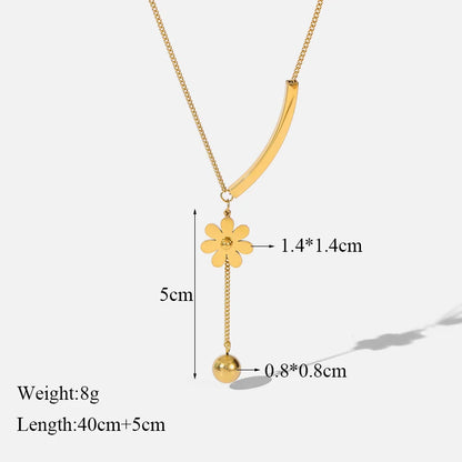 Solid Sphere Minimalist Necklace | Waterproof 316L Stainless Steel Gold Bead Link Chain