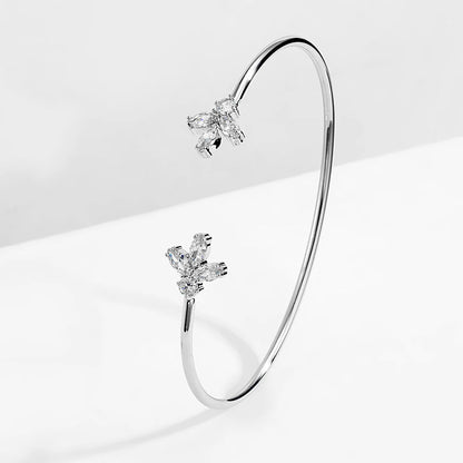 Geometric Gold Cuff Bangle | AAA+ Cubic Zirconia Tension Setting, Copper, 7g