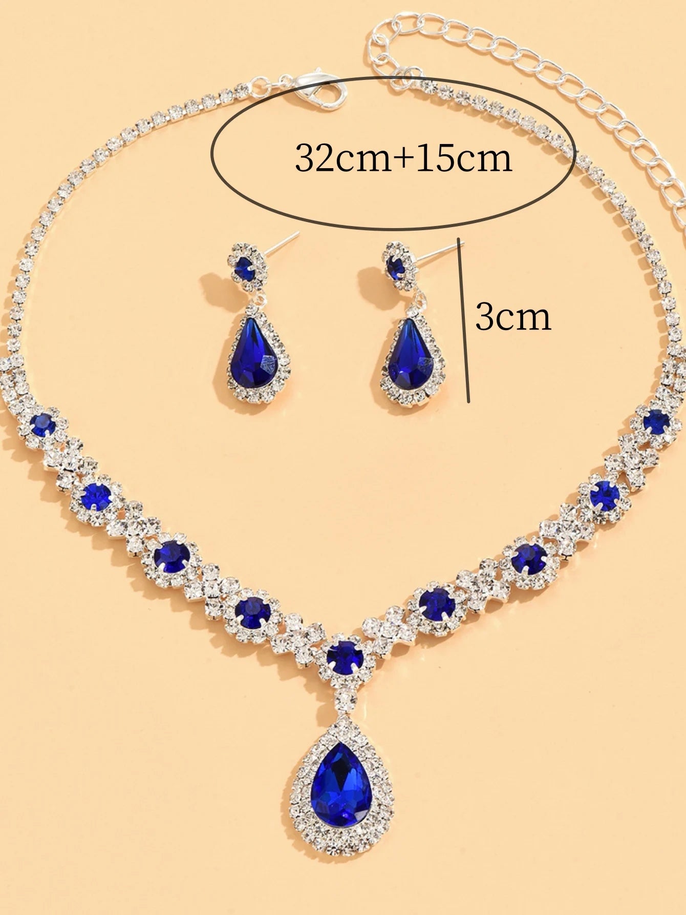 Crystal Droplet 3-Piece Wedding Set | Elegant Teardrop Necklace & Earrings for Evening Glamour