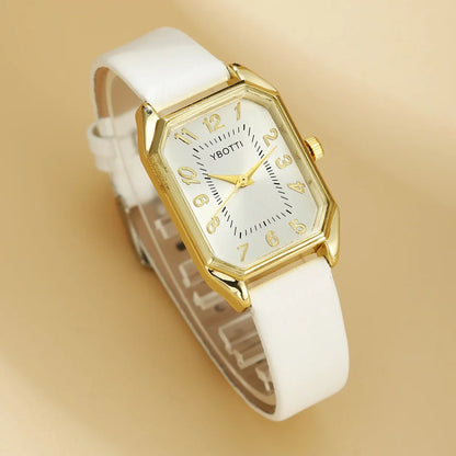 6-Piece Square Watch & Jewellery Set | 29mm Quartz Watch with Leather Strap, Necklace, Bracelet, Ring & Earrings