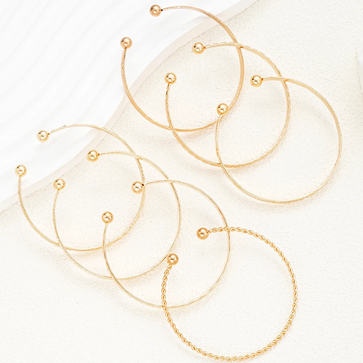 7-Piece Gold Heart Stackable Bracelet Set | Punk & Boho-Chic Cuff Collection