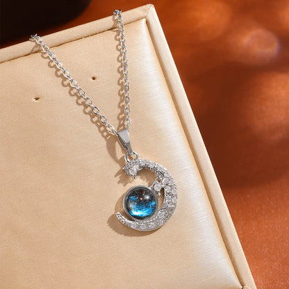 Star, Moon & Astronaut Pendant Necklace | Waterproof Titanium Steel with Zircon