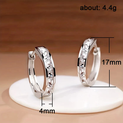 Princess Cut Crystal Hoop Earrings | Elegant Square Cubic Zirconia Gold-Tone Huggies