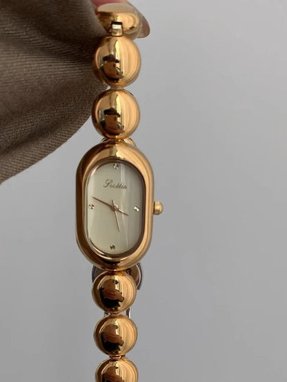Irregular Minimalist Watch | Gold-Tone 24mm Numberless Dial with Slim Leather Strap & Japanese Quartz