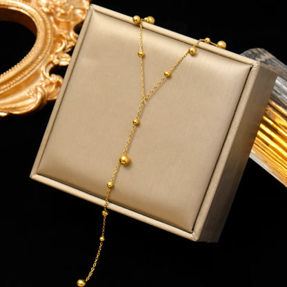 Solid Sphere Minimalist Necklace | Waterproof 316L Stainless Steel Gold Bead Link Chain