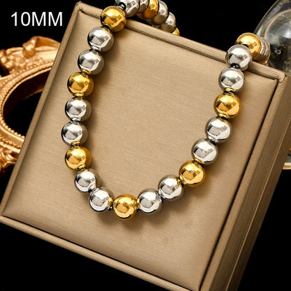 Solid Sphere Minimalist Necklace | Waterproof 316L Stainless Steel Gold Bead Link Chain