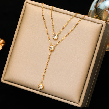 Solid Sphere Minimalist Necklace | Waterproof 316L Stainless Steel Gold Bead Link Chain