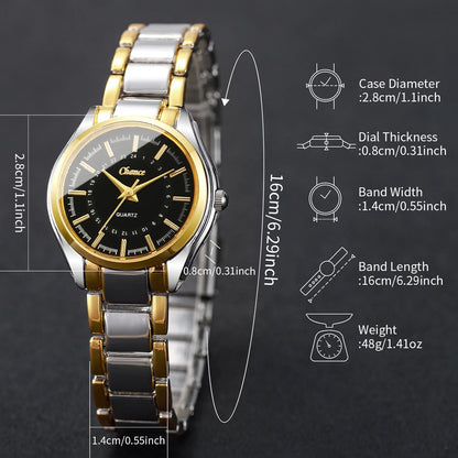 Dainty Small Dial 4-Piece Watch & Stackable Bracelet Set | Gold-Tone Quartz Wristwatch