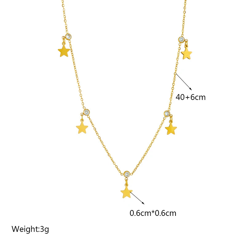 Heart Eye & Butterfly Multi-Motif Necklace | Waterproof 316L Stainless Steel Gold Link Chain