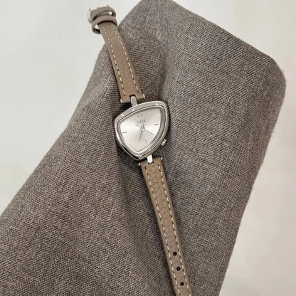 Asymmetric Micro-Dial Watch | 24mm Numberless Dial with Slim Leather Strap