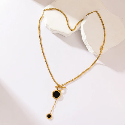 2-Layer Tiger Stripe Pendant Necklace | Waterproof 316L Stainless Steel, Round & Square Pendants