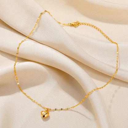 Modern Love Heart Pendant Necklace | Waterproof 316L Stainless Steel with Lip Chain