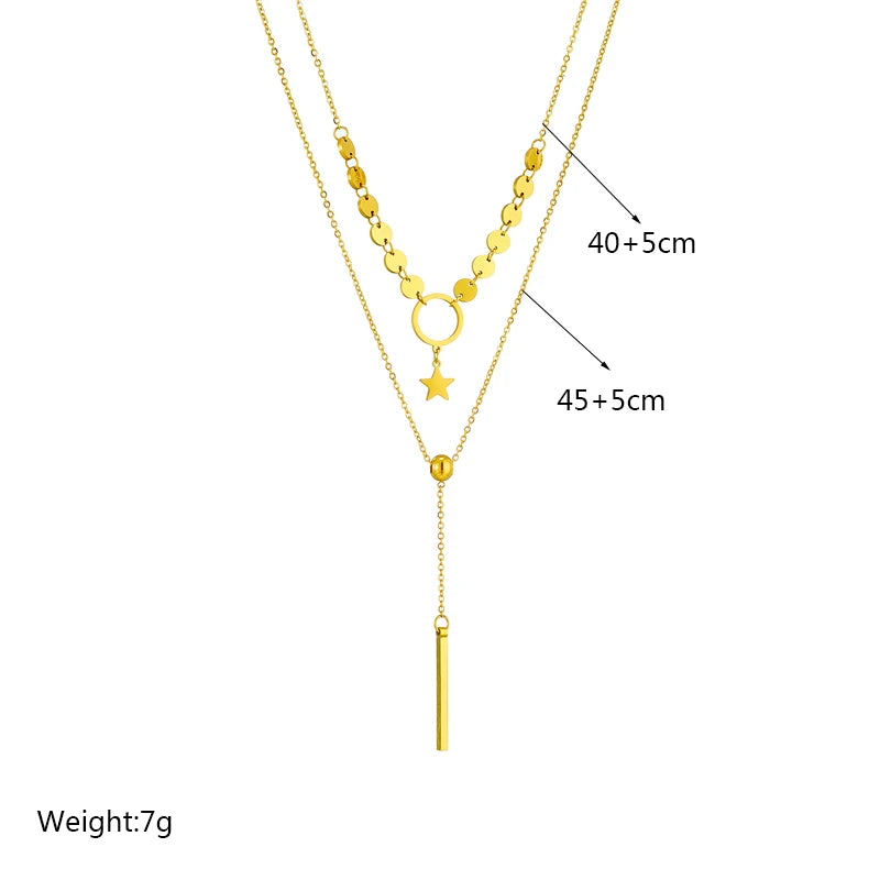 Heart Eye & Butterfly Multi-Motif Necklace | Waterproof 316L Stainless Steel Gold Link Chain