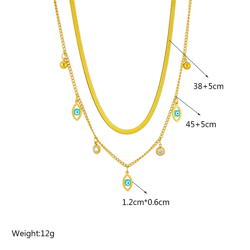 Heart Eye & Butterfly Multi-Motif Necklace | Waterproof 316L Stainless Steel Gold Link Chain