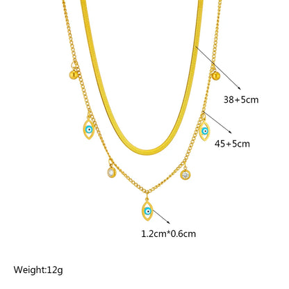Heart Eye & Butterfly Multi-Motif Necklace | Waterproof 316L Stainless Steel Gold Link Chain