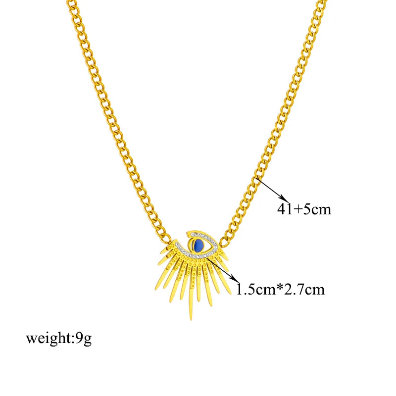 Celestial Multilayer Pendant Necklace | 316L Stainless Steel Butterfly, Moon & Mystical Eye Choker