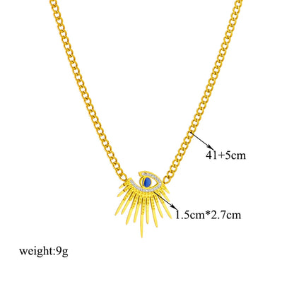 Multilayer Butterfly, Moon & Evil Eye Pendant Necklace | Waterproof 316L Stainless Steel