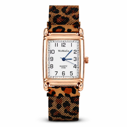 Rose Gold Square Watch | 28mm Arabic Numeral Dial with PU Leather Strap
