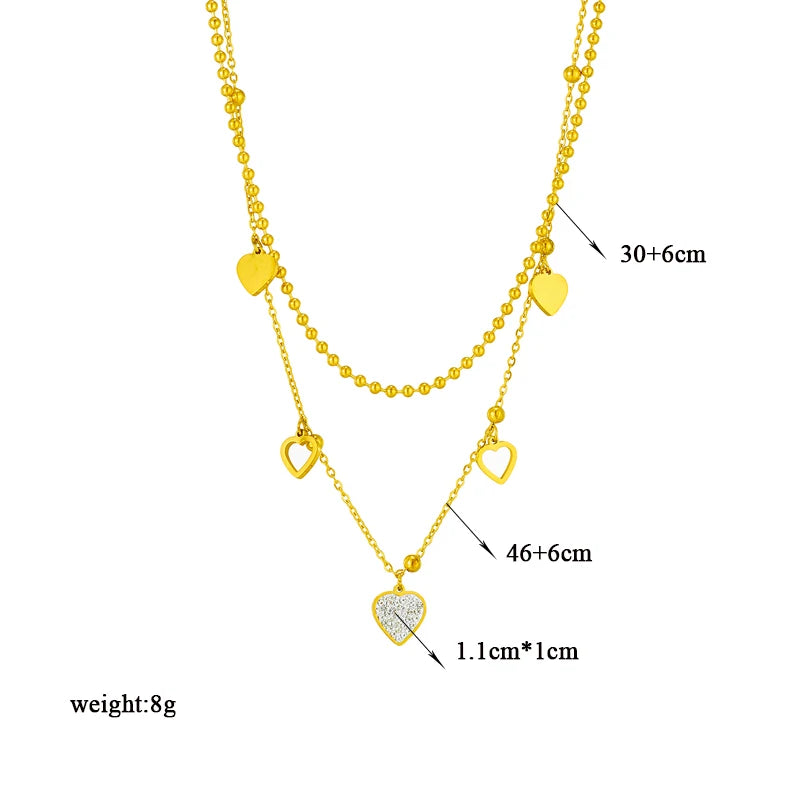 Heart Eye & Butterfly Multi-Motif Necklace | Waterproof 316L Stainless Steel Gold Link Chain