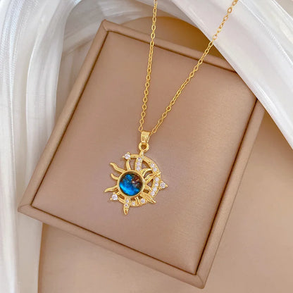 Star, Moon & Astronaut Pendant Necklace | Waterproof Titanium Steel with Zircon