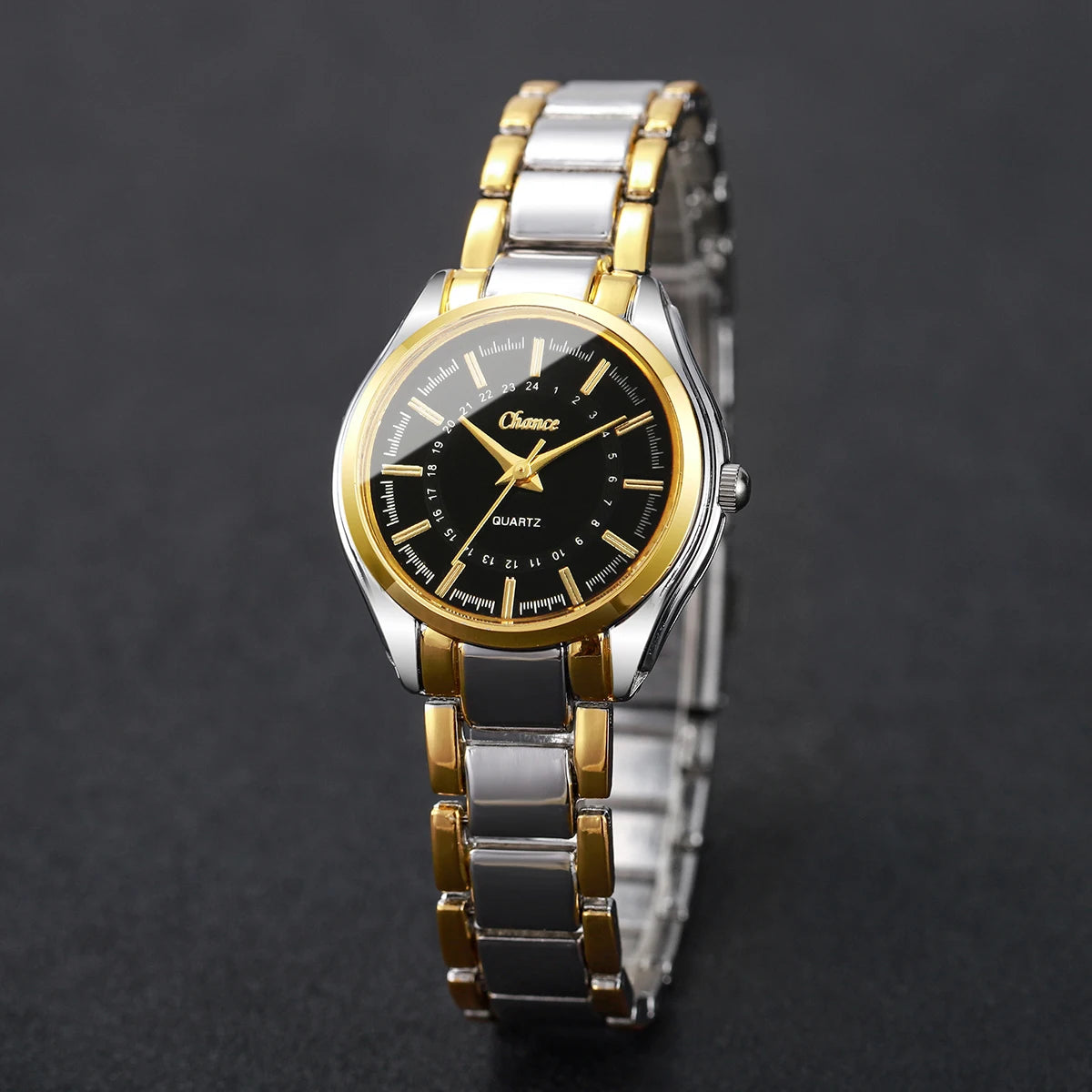 Dainty Small Dial 4-Piece Watch & Stackable Bracelet Set | Gold-Tone Quartz Wristwatch