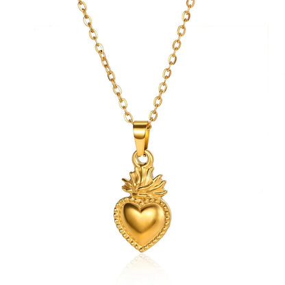 Modern Love Heart Pendant Necklace | Waterproof 316L Stainless Steel with Lip Chain
