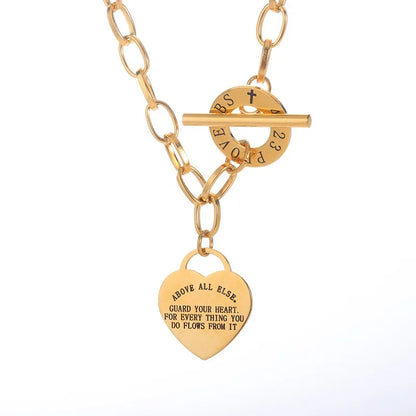 Modern Love Heart Pendant Necklace | Waterproof 316L Stainless Steel with Lip Chain