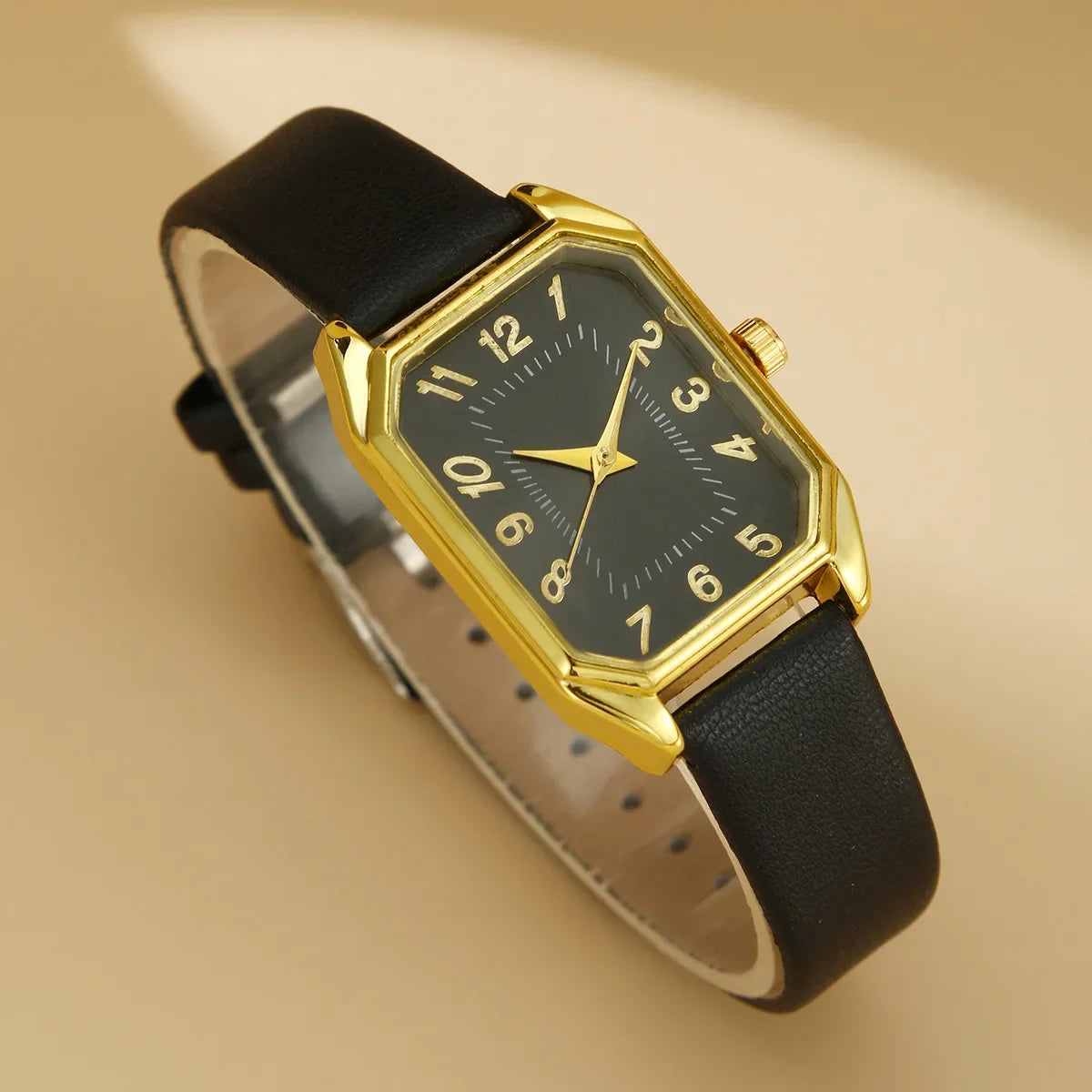 6-Piece Square Watch & Jewellery Set | 29mm Quartz Watch with Leather Strap, Necklace, Bracelet, Ring & Earrings