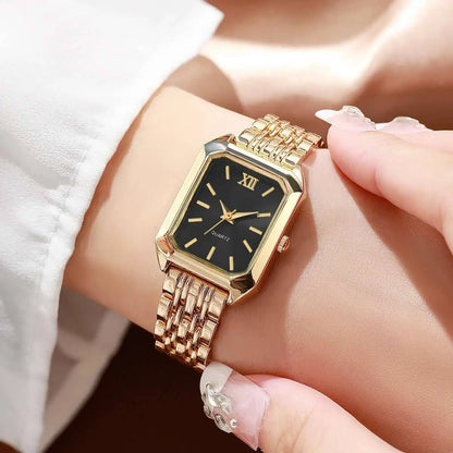 Vintage Rectangle Minimalist Watch | Elegant "Old Money" Gold-Tone Wristwatch