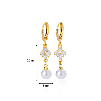 Butterfly Pearl & Zircon Drop Earrings | Waterproof 316L Stainless Steel Gold-Plated