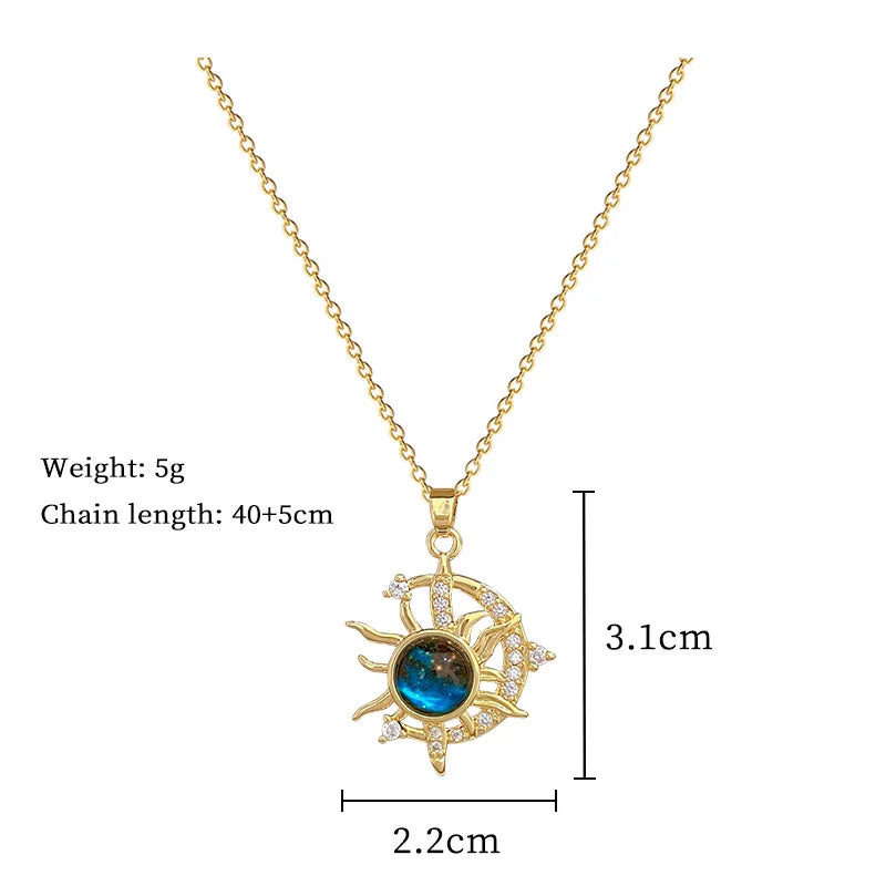 Star, Moon & Astronaut Pendant Necklace | Waterproof Titanium Steel with Zircon