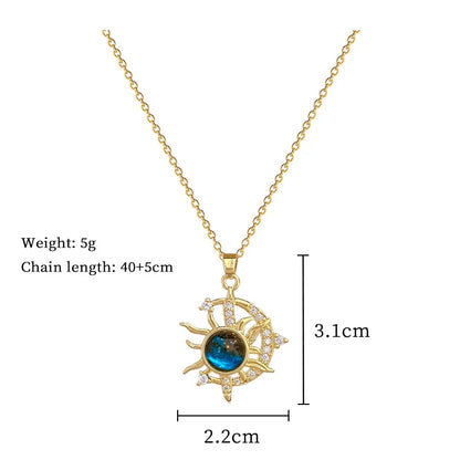 Star, Moon & Astronaut Pendant Necklace | Waterproof Titanium Steel with Zircon