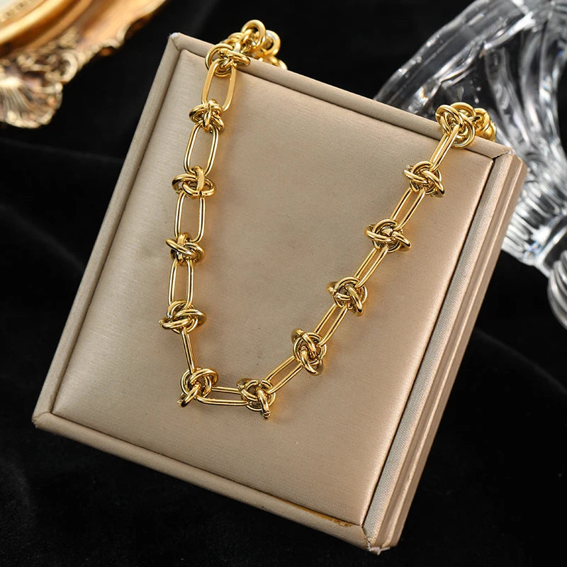 Solid Sphere Minimalist Necklace | Waterproof 316L Stainless Steel Gold Bead Link Chain