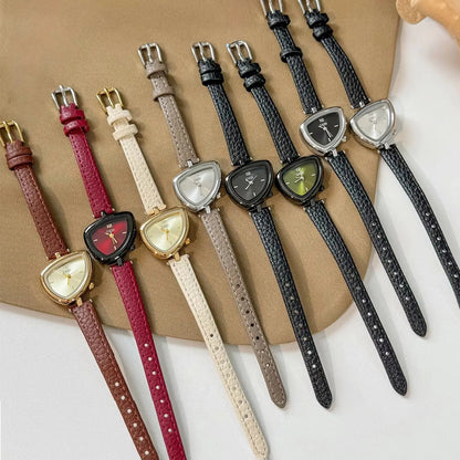 Asymmetric Micro-Dial Watch | 24mm Numberless Dial with Slim Leather Strap